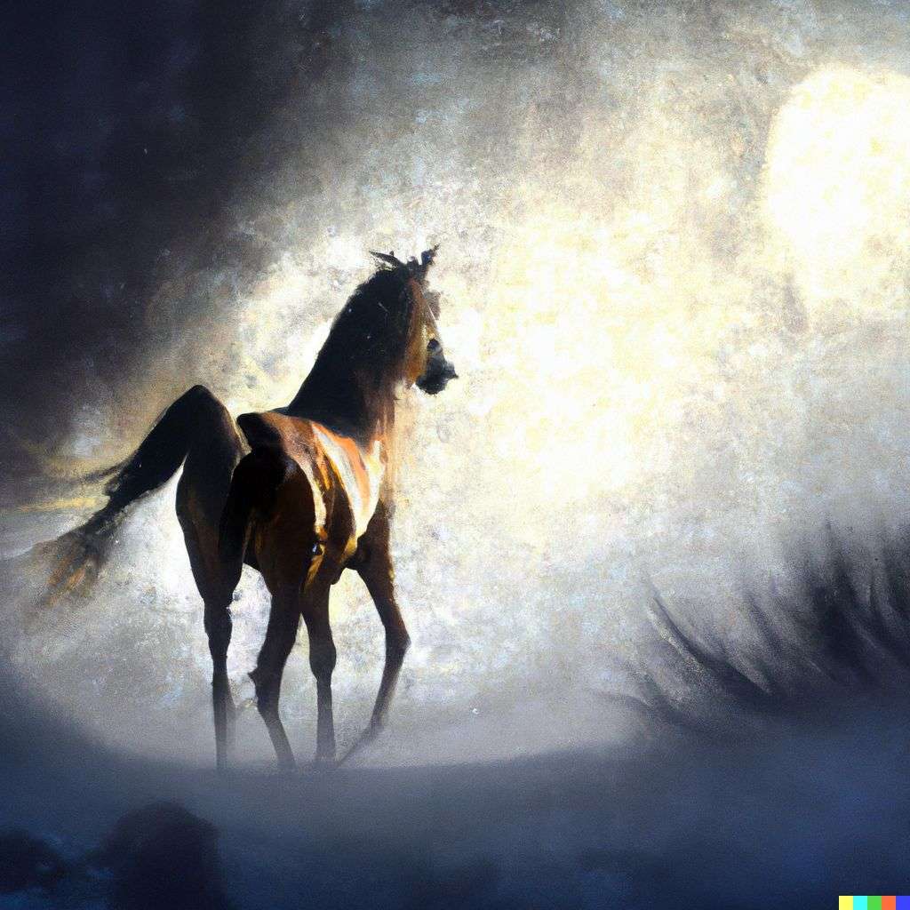 a horse, digital art, ethereal
